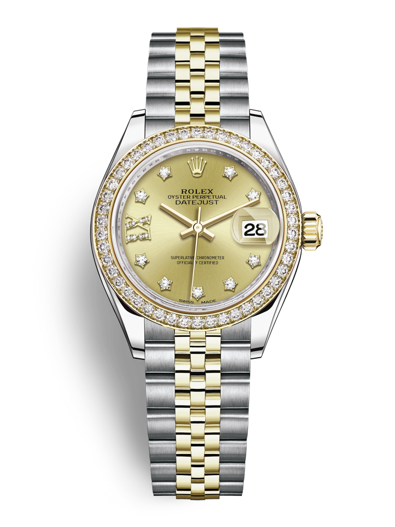 Rolex Lady Datejust 28mm Stainless Steel and Yellow Gold 279383RBR Champagne 17 Diamond Jubilee